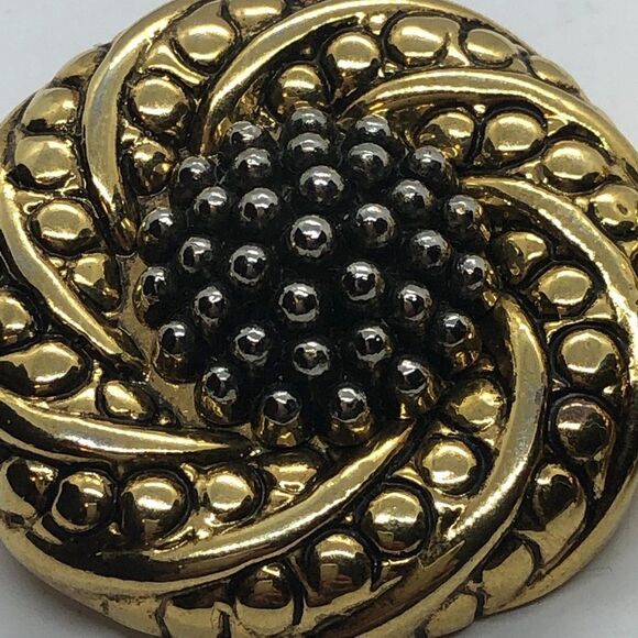 Large Chunky Gold & Silver Tone Button Earrings - Picture 2 of 8